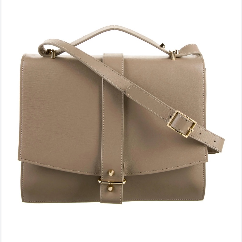 Haerfest Agnes Leather Satchel Crossbody in Taupe